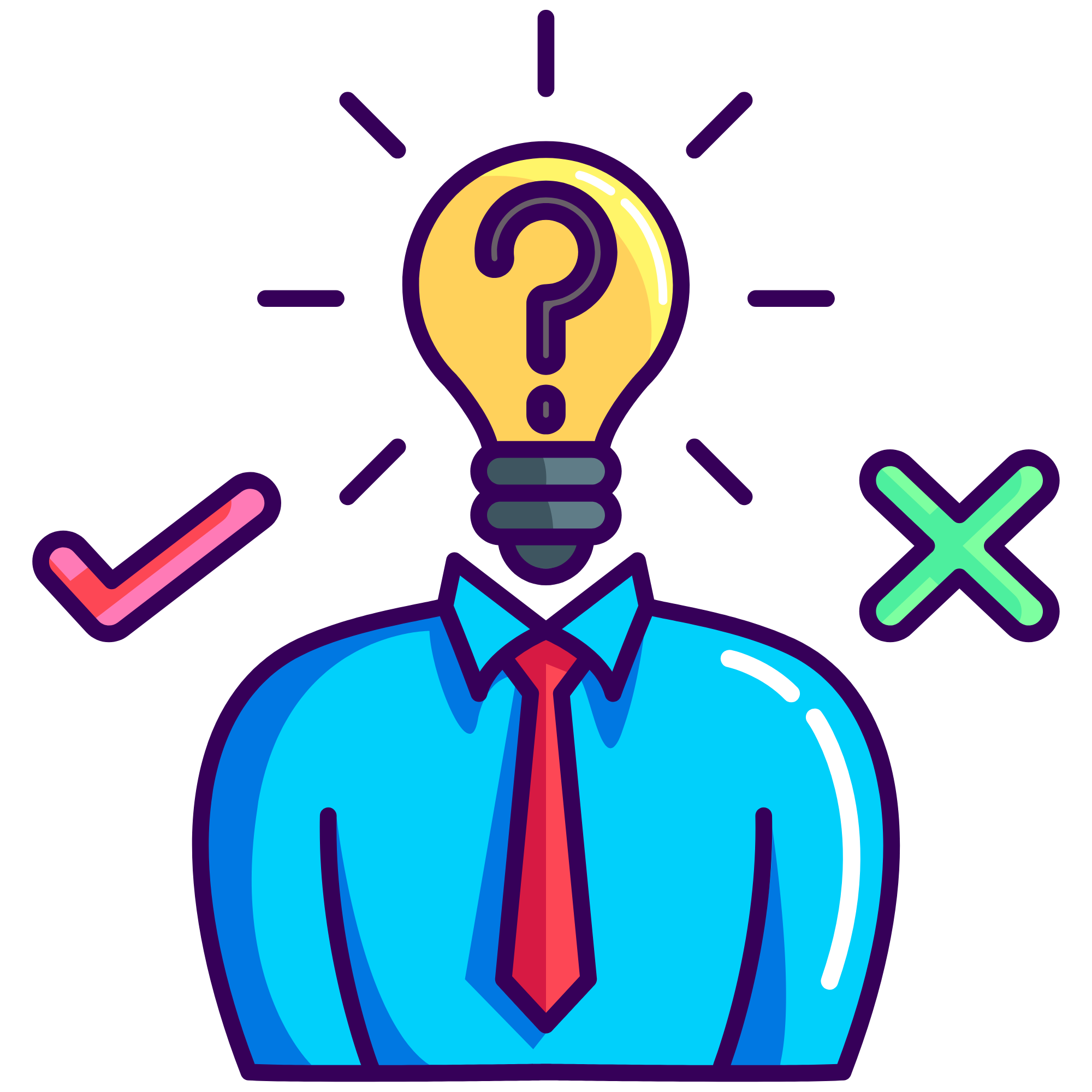 Graphic indicating the idea of an employee thinking.